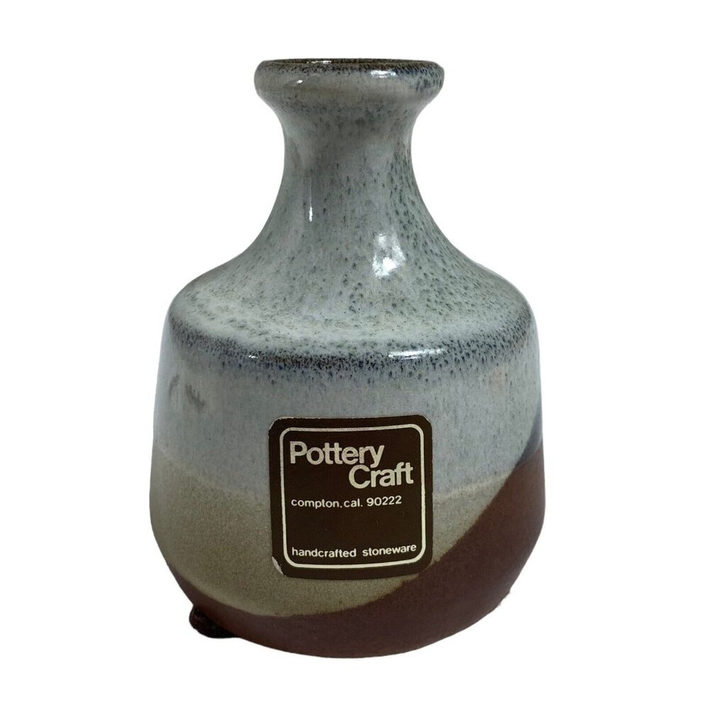 Vintage Pottery Craft USA Handcrafted Stoneware Small Vase 3.75" Glazed